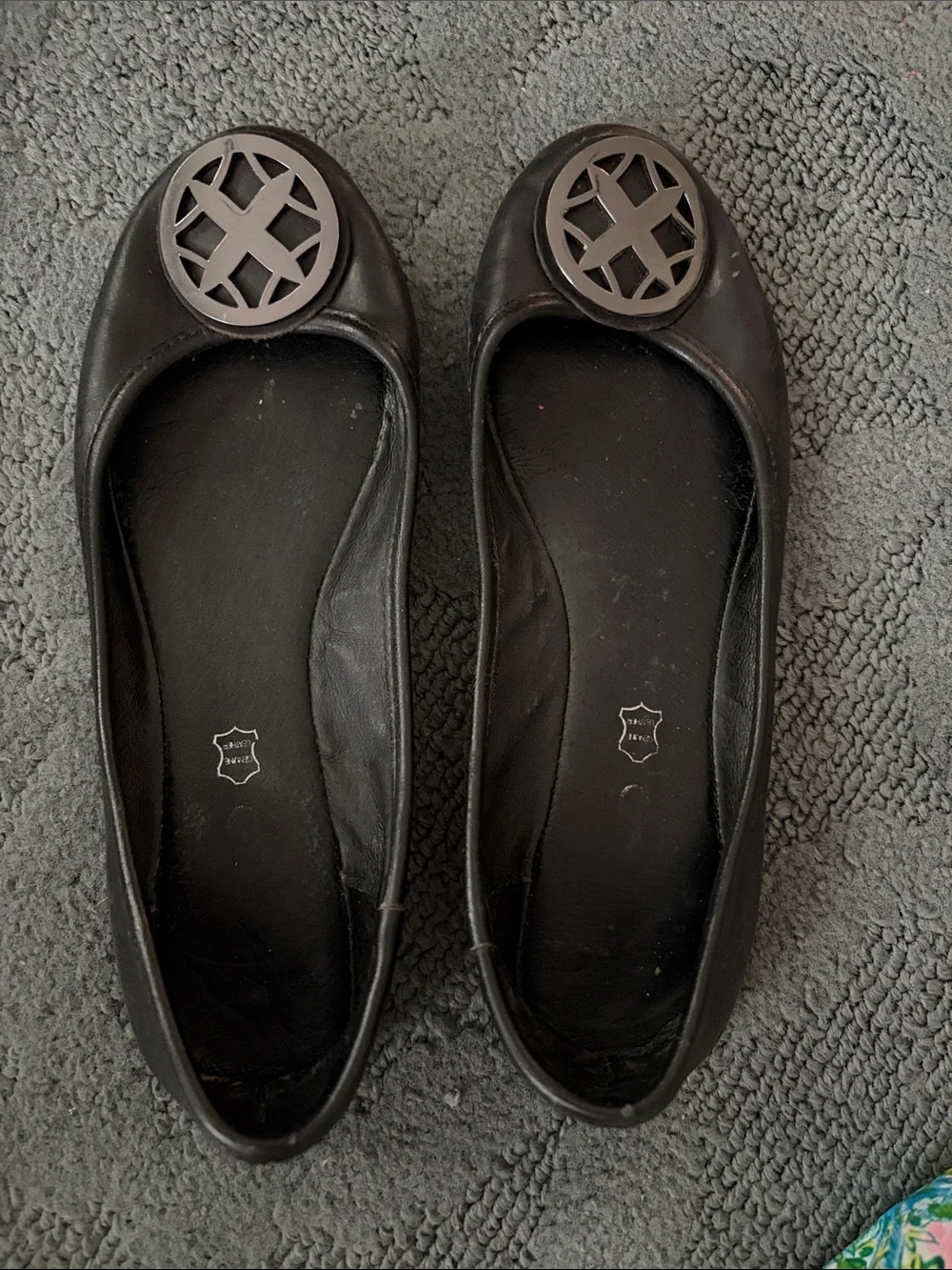 Aldo Leather Women's Ballet Flats with Round Emblem